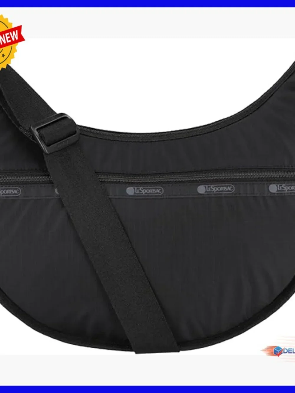 Lightweight Nylon Hobo Bag with Adjustable Strap, Zip Pockets